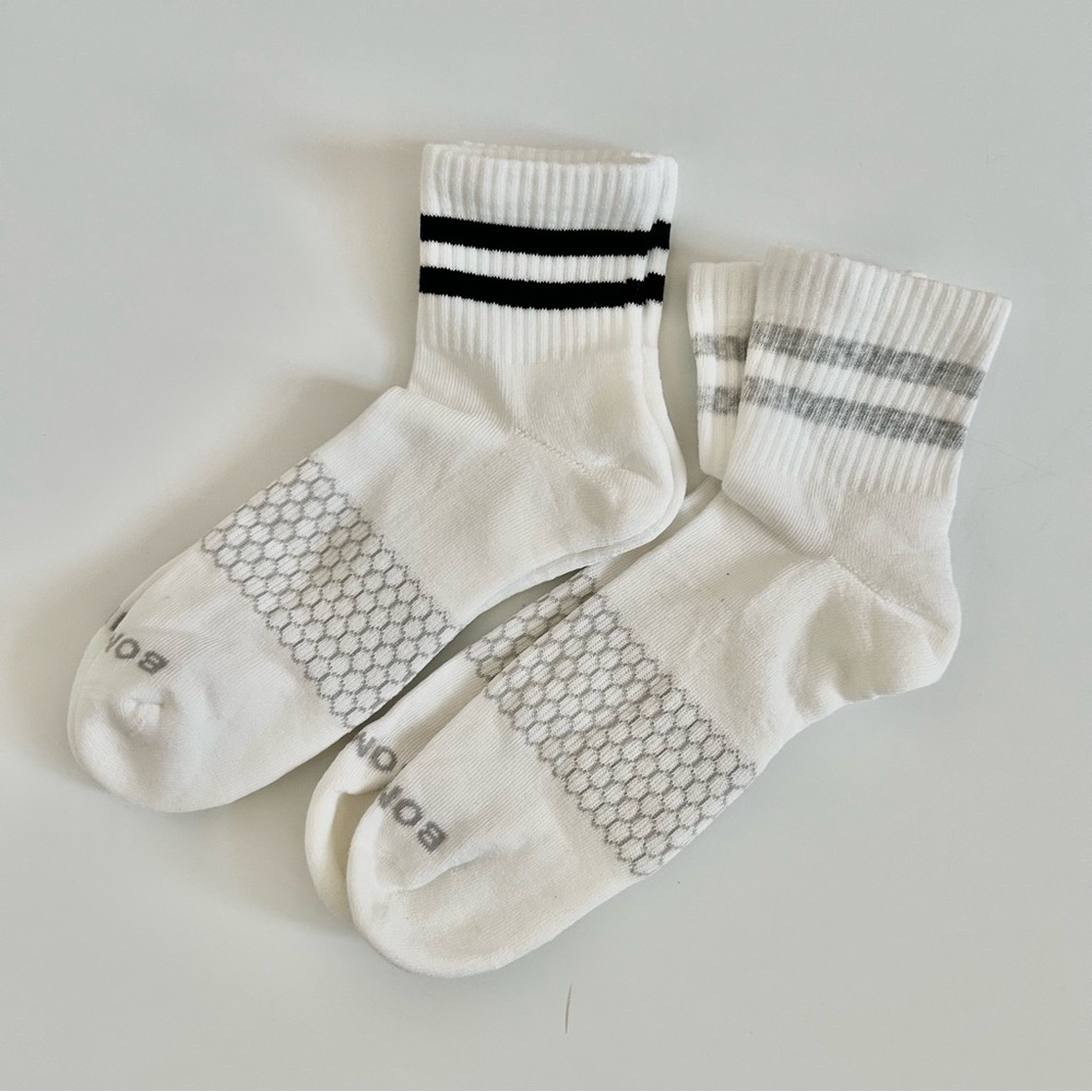 Bombas New 2 Vintage Stripe Quarter Sock X Large White Gray Stripes Black Stripe